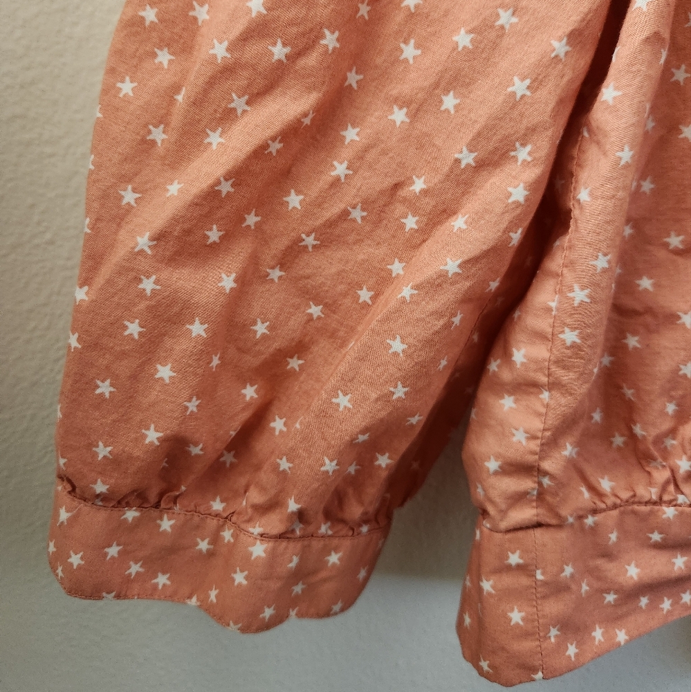 Madewell Women's Wrap Top Shirt In Star Scatter Coral Peach Size Medium - Picture 4 of 9